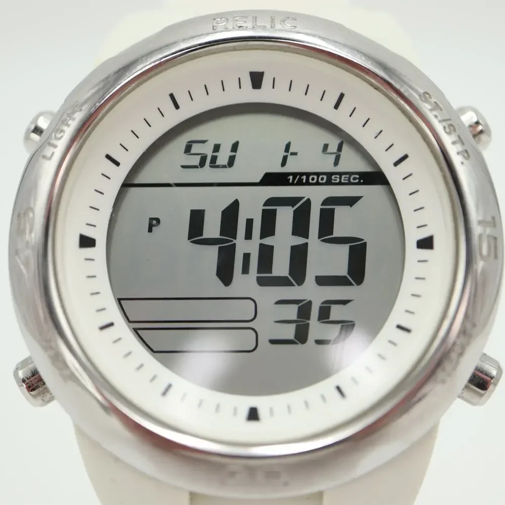 Relic by Fossil White Digital Watch 42mm Alarm Chrono Silicone w New Battery